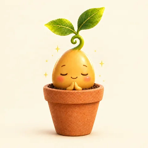 The seed praying with its eyes closed